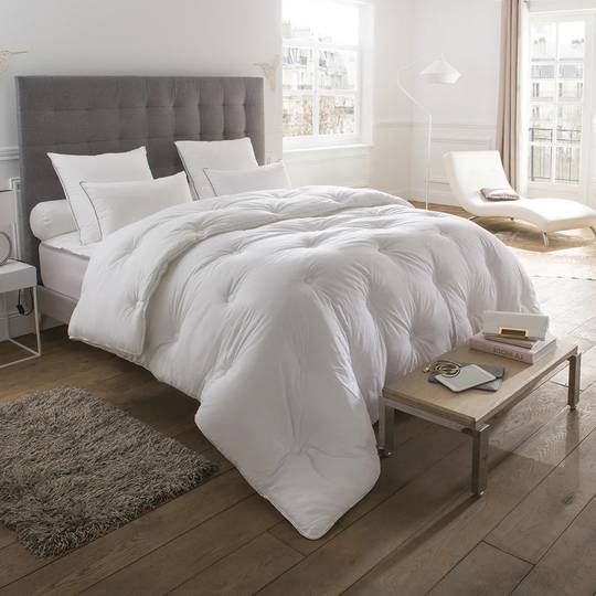 Couette hiver 200x200 cm COCOON BICOLORE Taupe/Lin garnissage